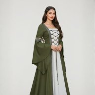 Disfraz Doncella Medieval Verde / Mujer Adulto
